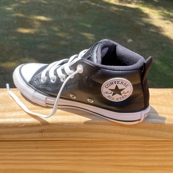 Converse Black Leather Sneakers Size 13 - Picture 16 of 16